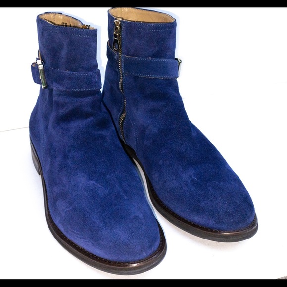 Del Toro Mens Blue Suede Buckle and zipper BootSize 13.